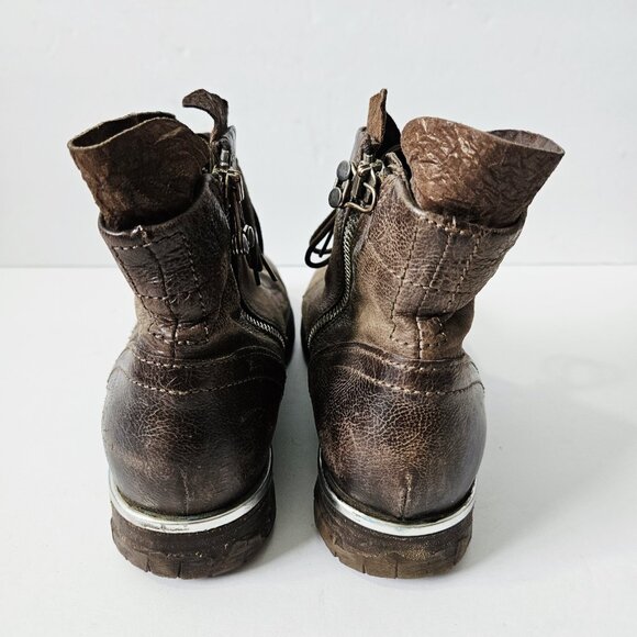 AS 98 Airstep italian Zipper Boho Biker Distressed Brown Boots Sz EU 37 US 6.5/7 - Picture 4 of 6